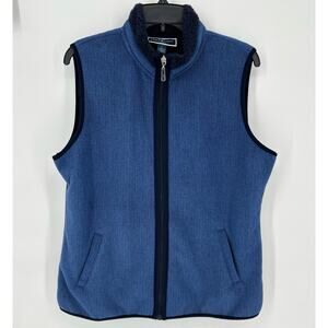Karen Scott Sport Herringbone Fleece Vest, Blue, Size Large